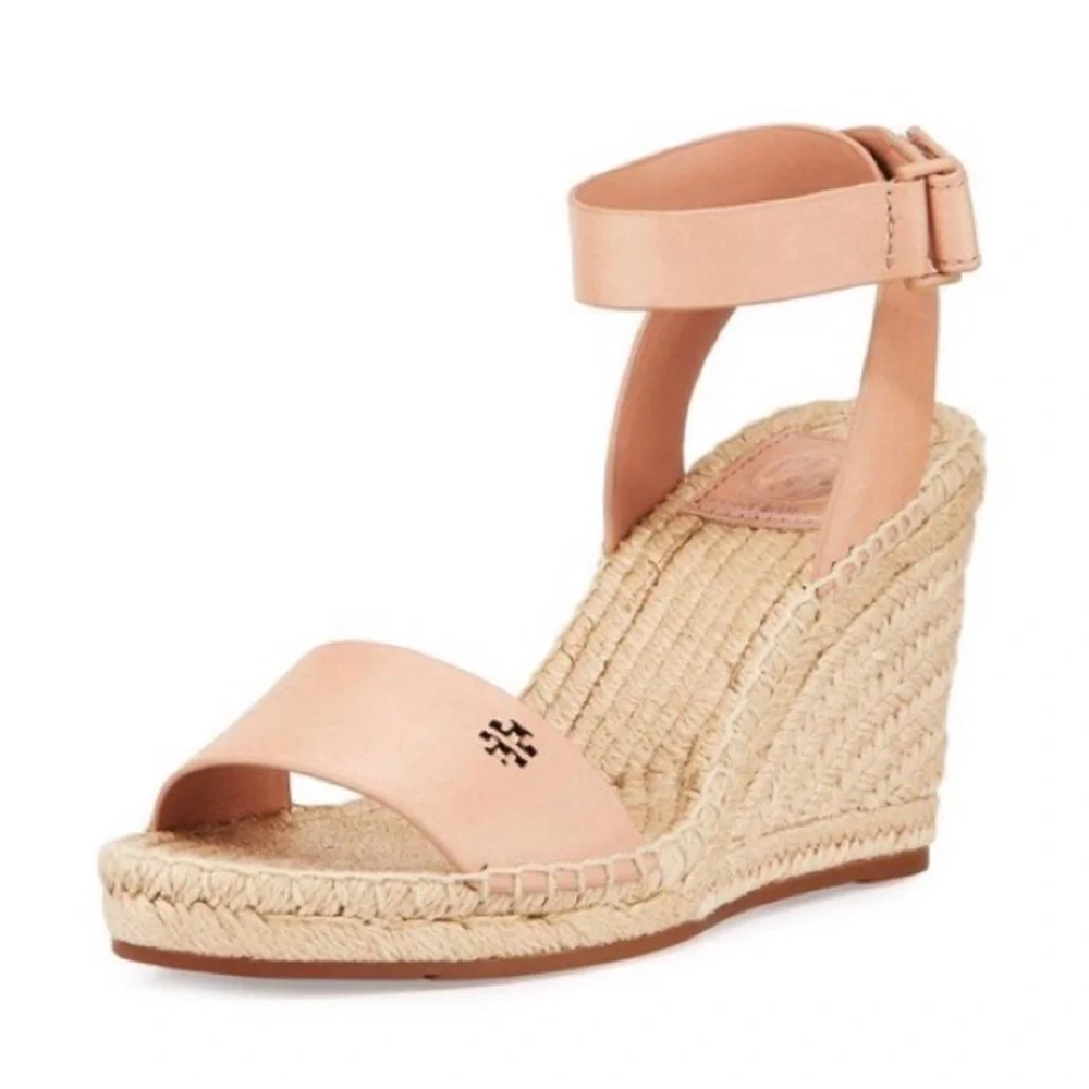 SOLD✨TORY BURCH | 8.5 / 9 | Bima Espadrille Leather Wedge Light Makeup 216 Nude - Picture 3 of 16
